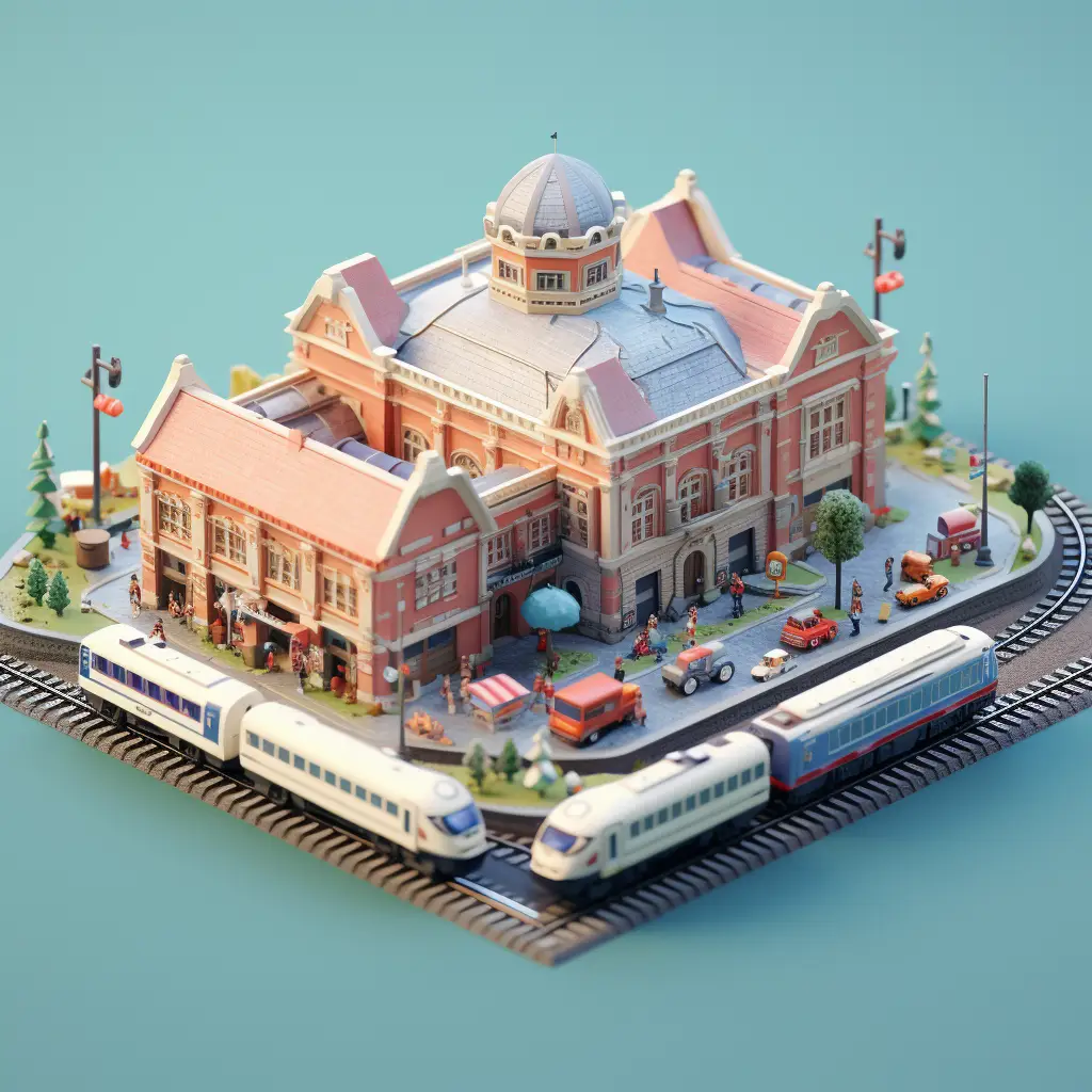 railway station train 3D C4D space model scene