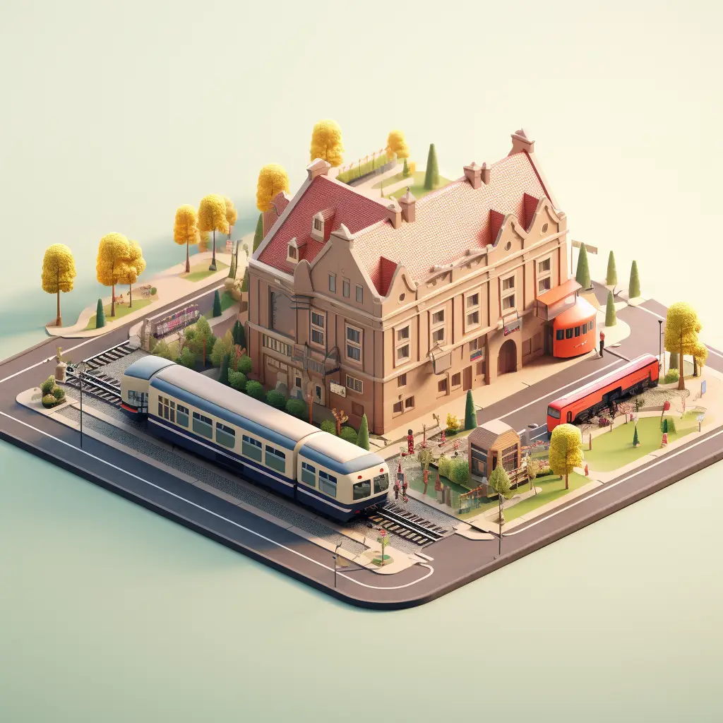 railway station train C4D 3D space model scene