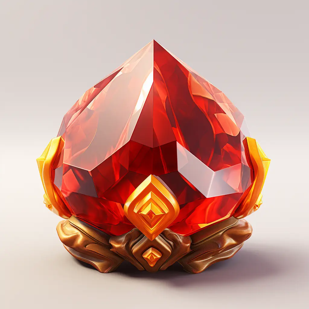 red gemstone sorcerer stone precious icon 3D material game UI art gold golden