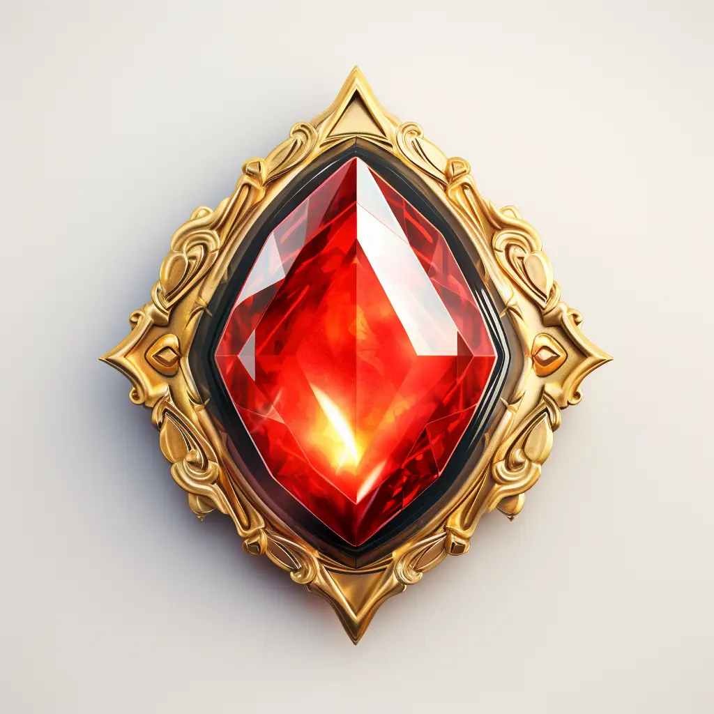 red gemstone sorcerer stone precious icon 3D material game UI art golden gold