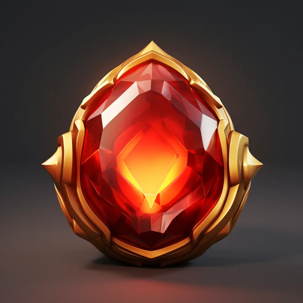 red gemstone sorcerer stone precious icon 3D material game UI golden art gold