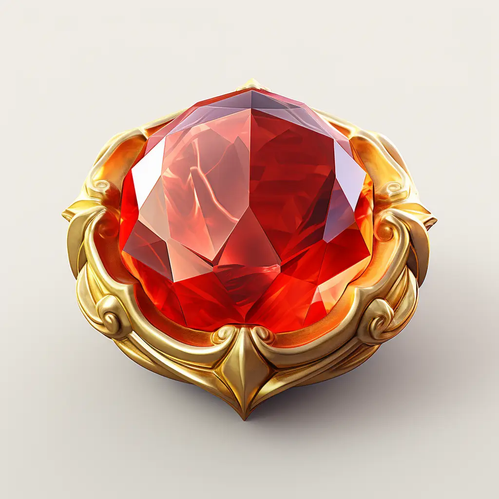 red gemstone sorcerer stone precious icon 3D material game UI golden gold art