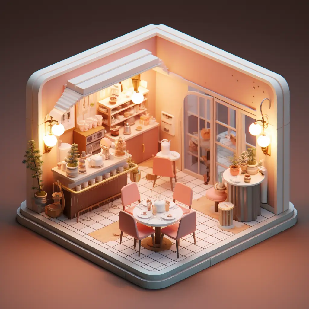 restaurant C4D 3D model space scene