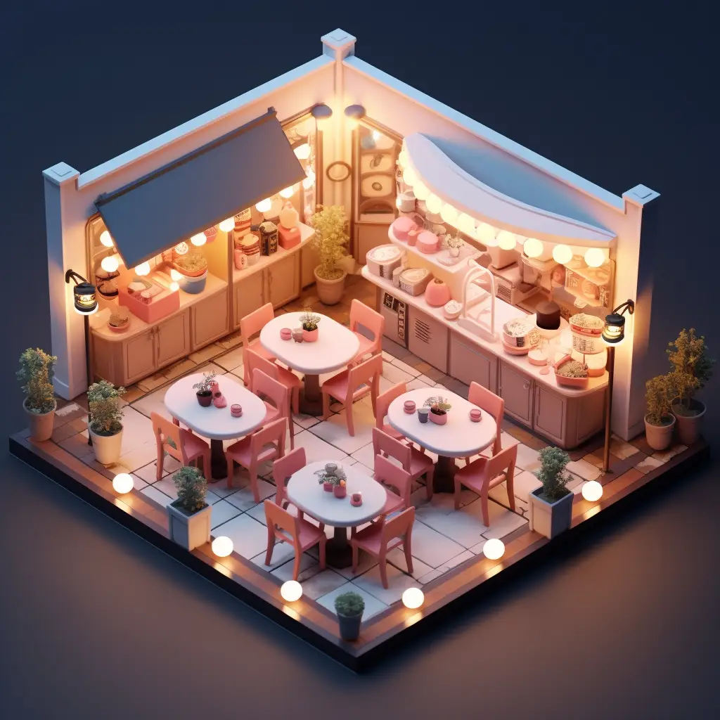 restaurant C4D 3D space model scene