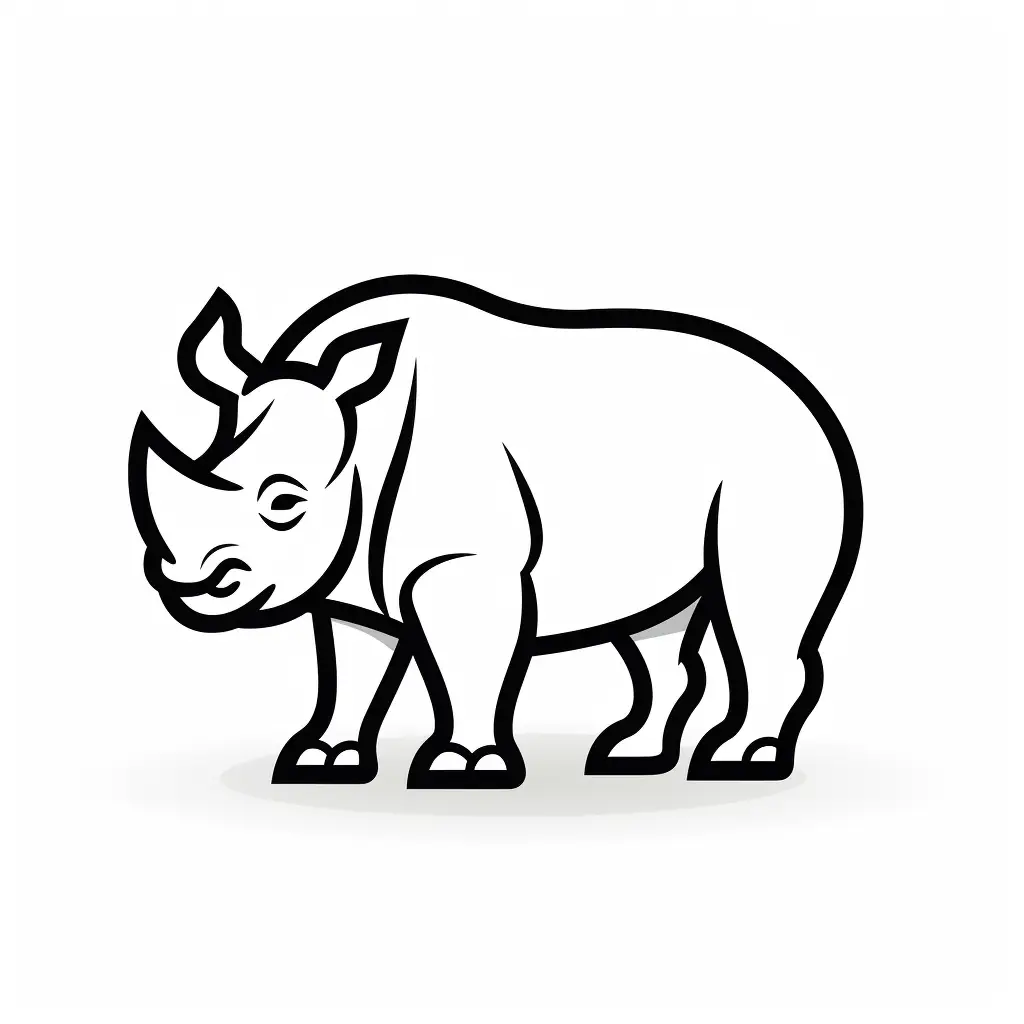 rhinoceros stick figure abstract hand drawn doodle thick line logo vector icon