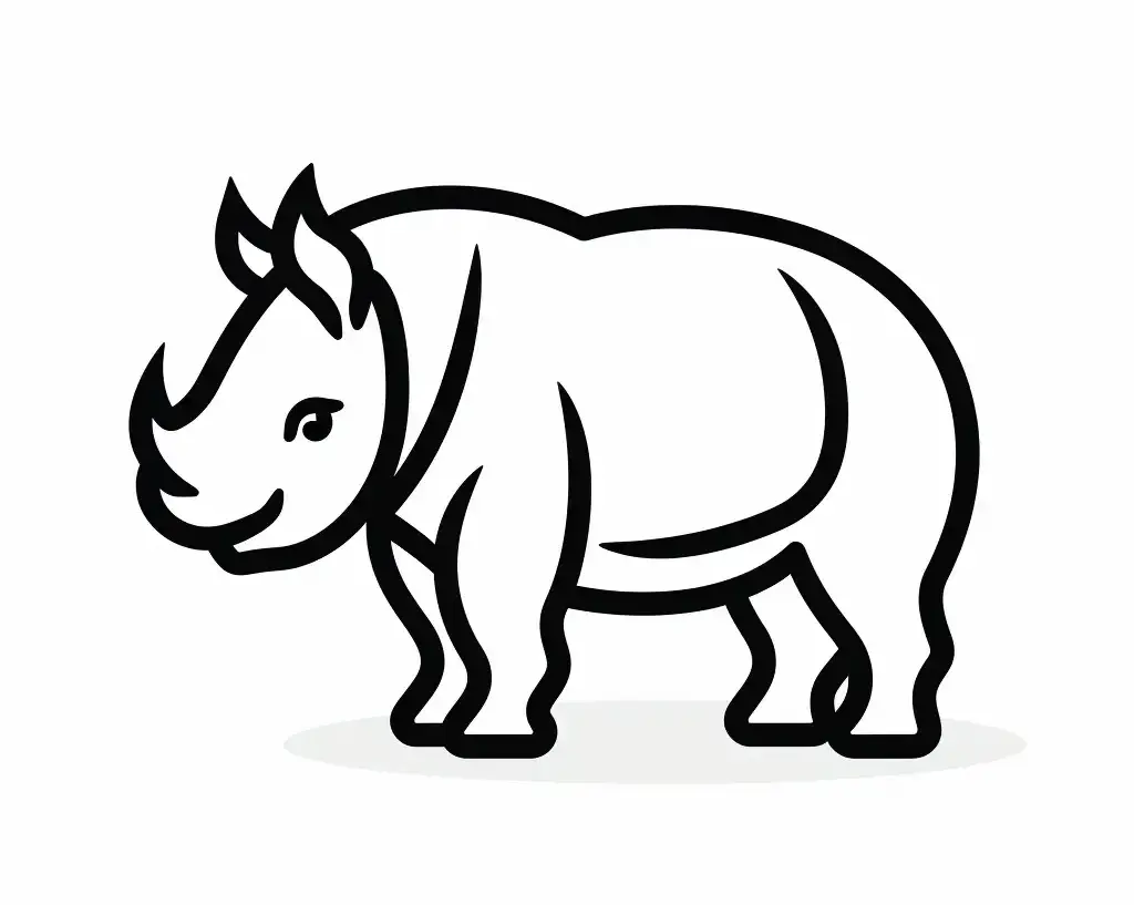 rhinoceros stick figure abstract hand drawn doodle thick line vector logo icon