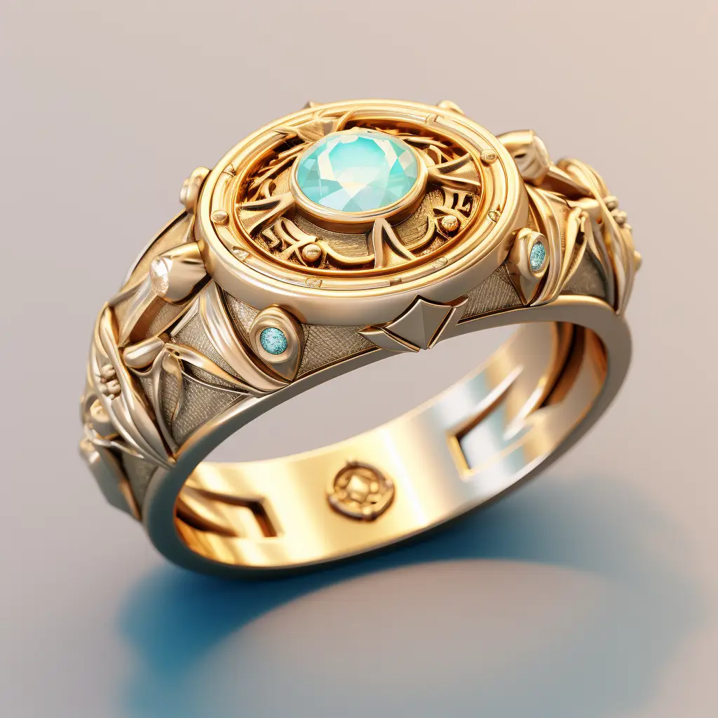 ring icon 3D material game UI golden art gold