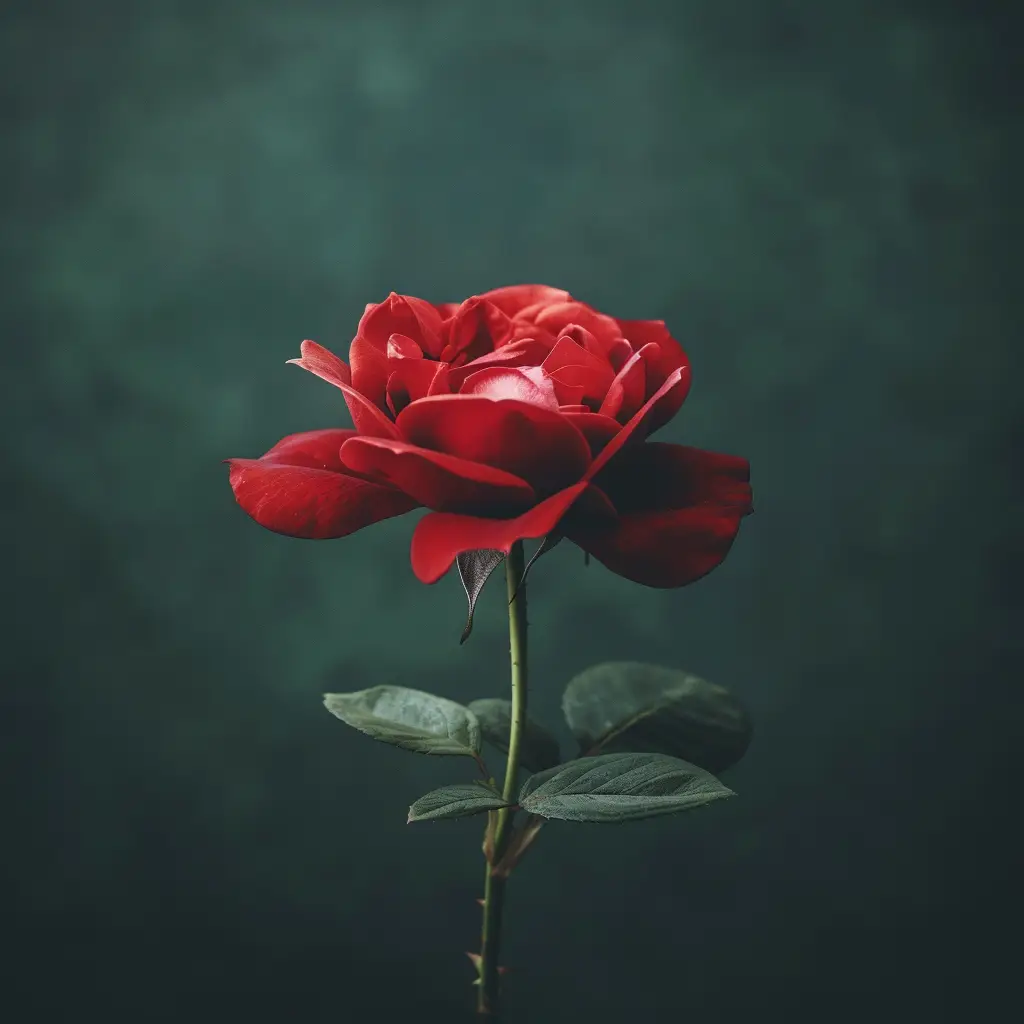 rose bloom flower single red dark green photography