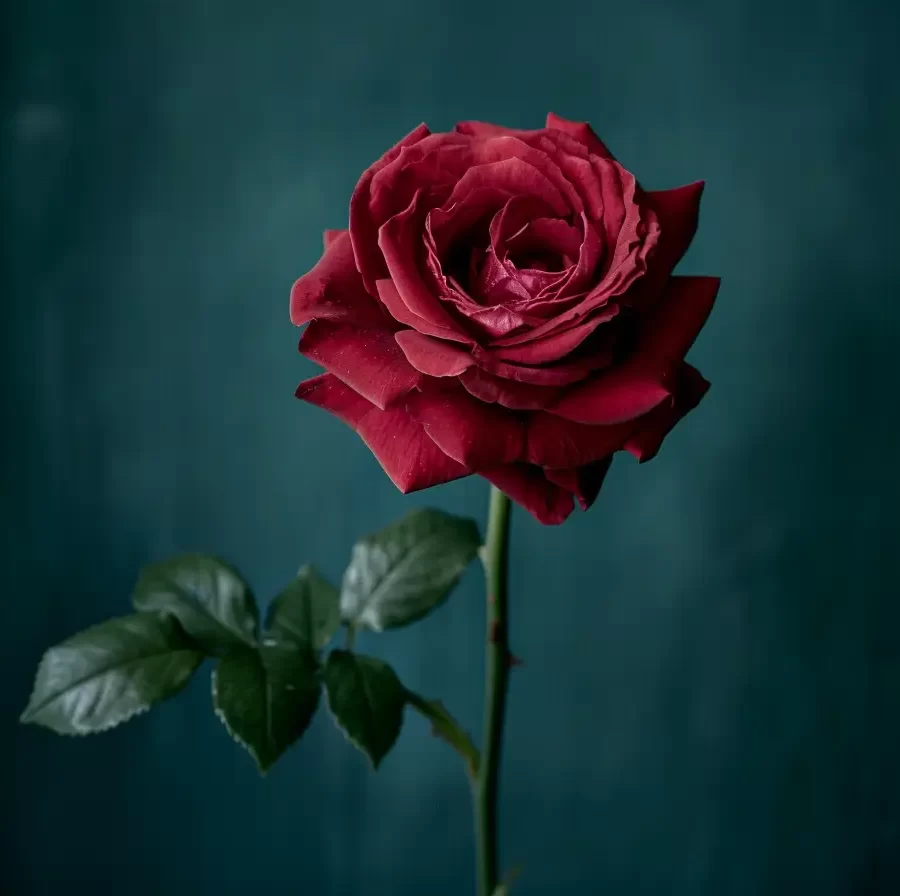 rose flower bloom single dark green red photography