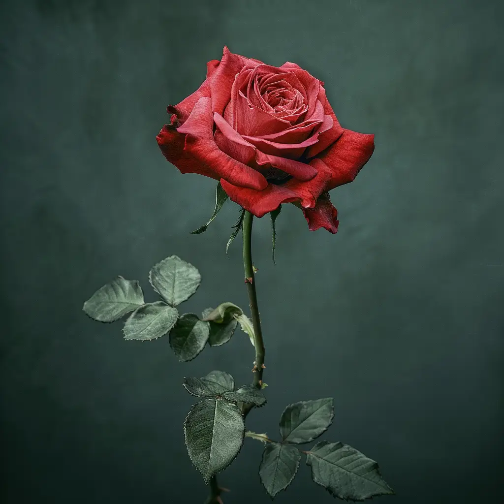 rose flower bloom single red dark green photography