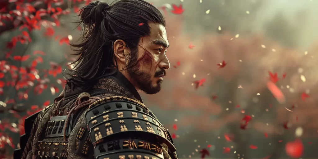 samurai traditional Japanese handsome armor beard photography