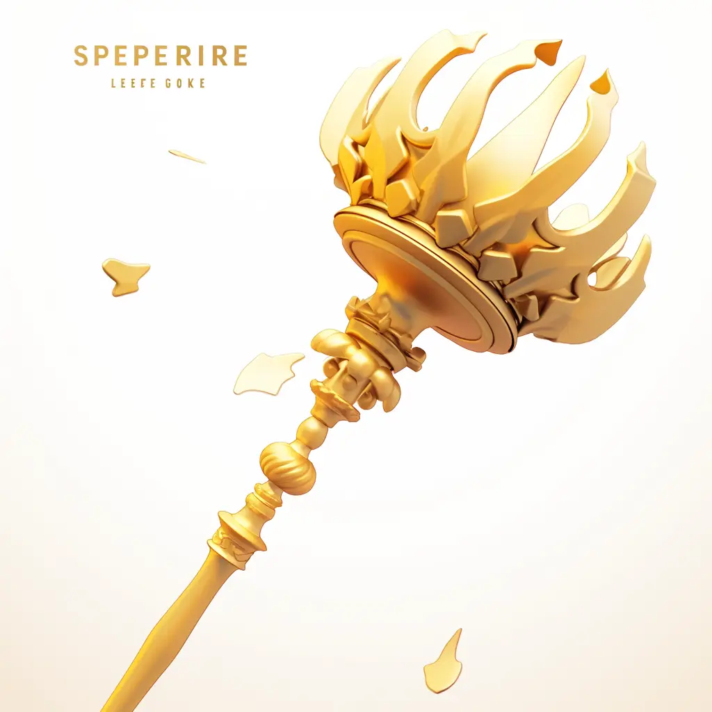 scepter icon 3D game UI golden gold
