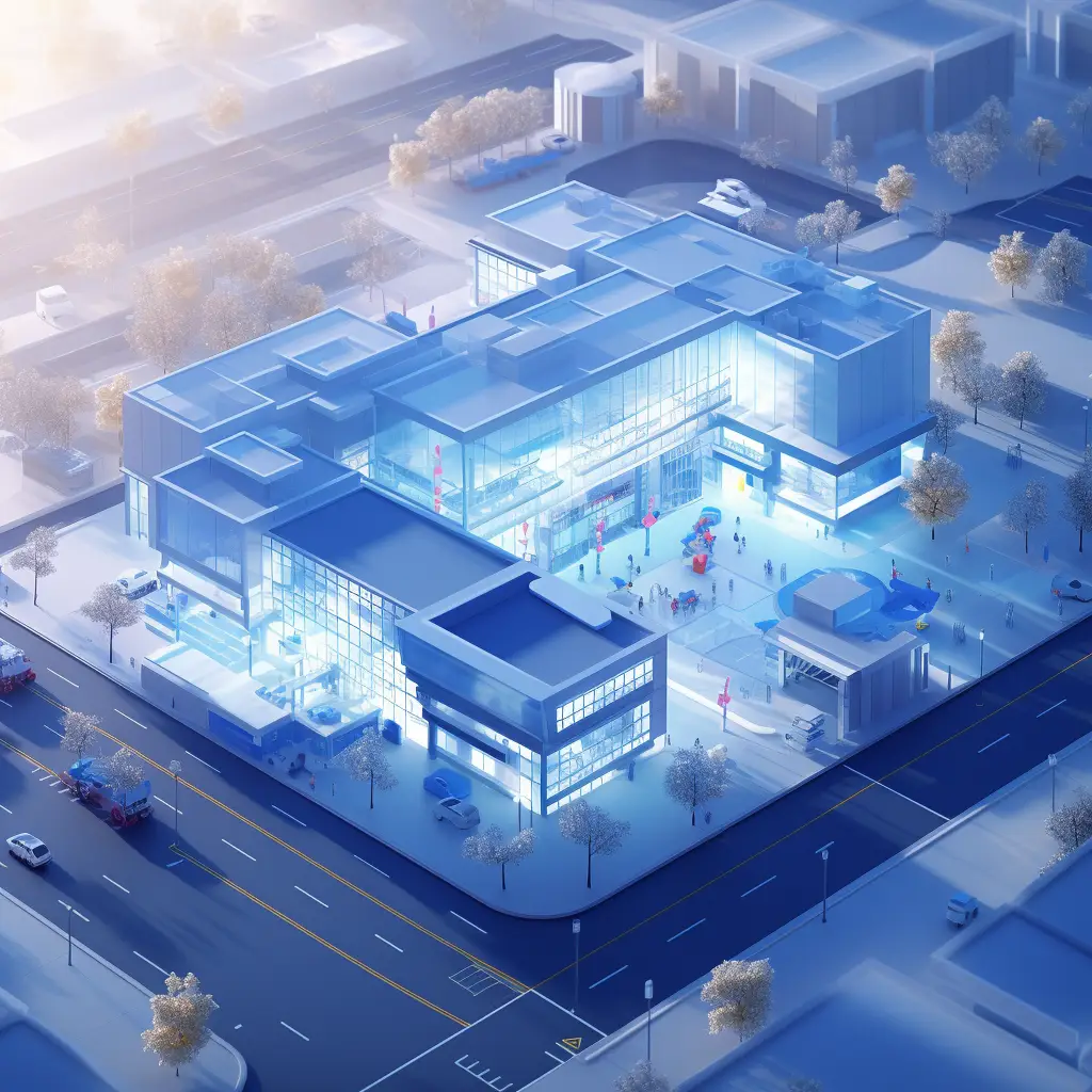 school blue scene model 3D