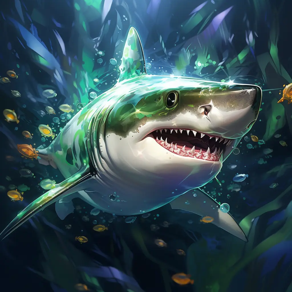 shark swim swimming water sea underwater oil painting