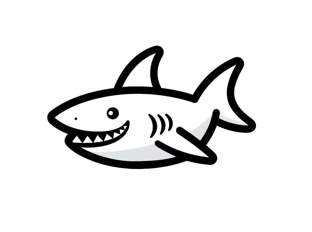shark thick line cartoon vector icon logo