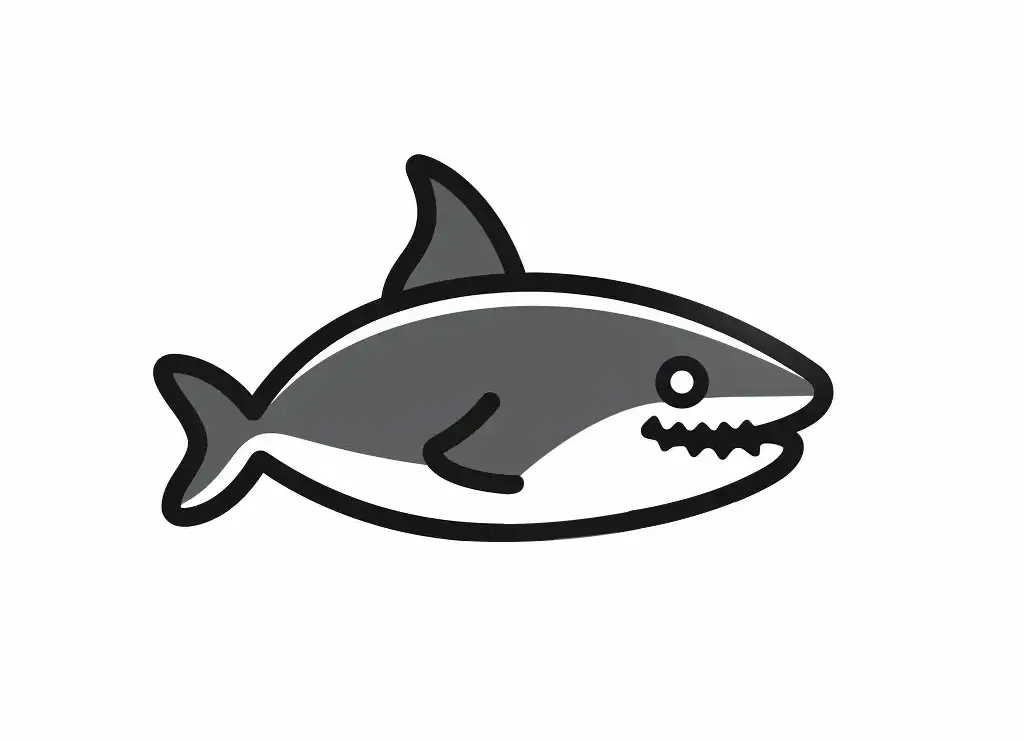shark thick line cartoon vector logo icon