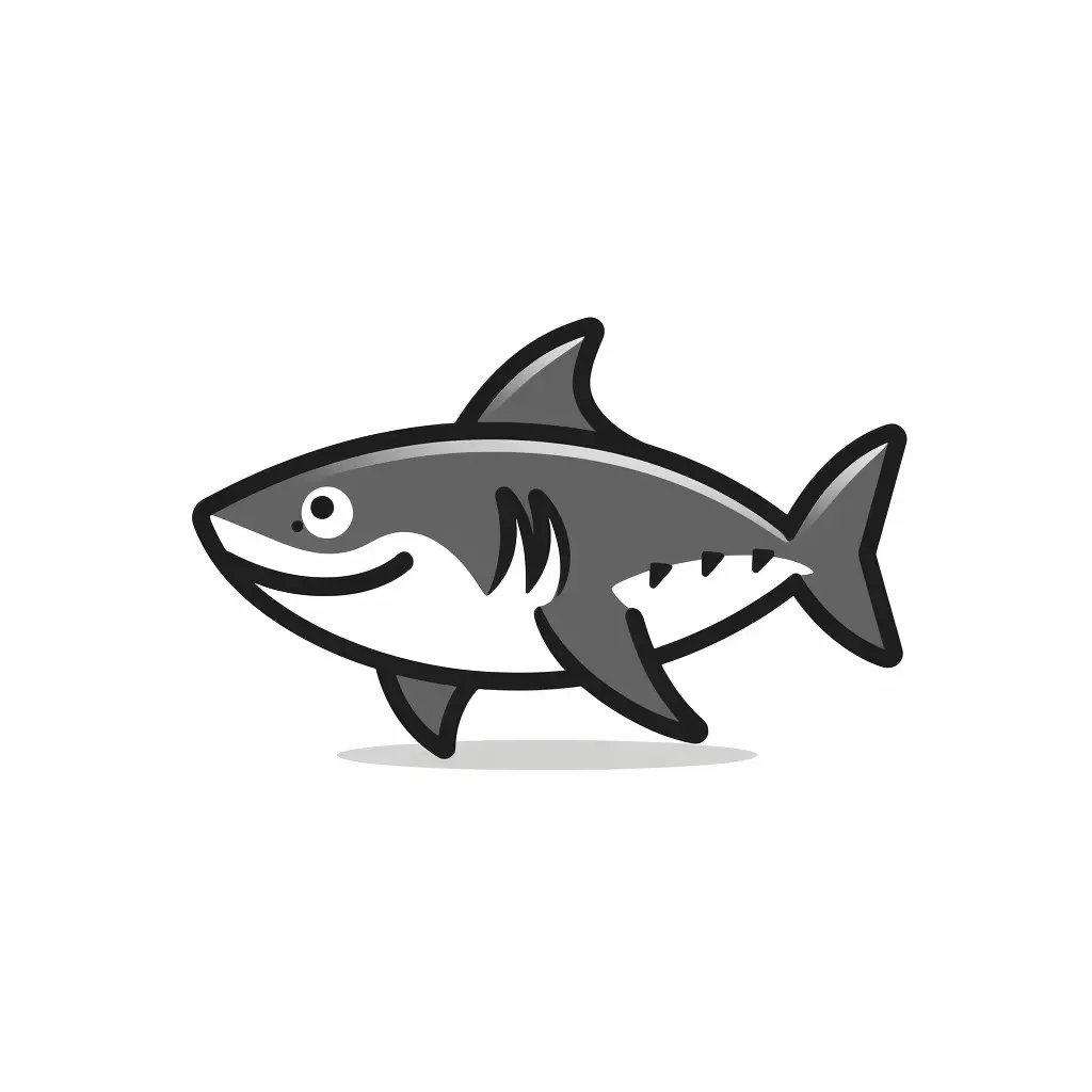 shark thick line vector icon logo cartoon