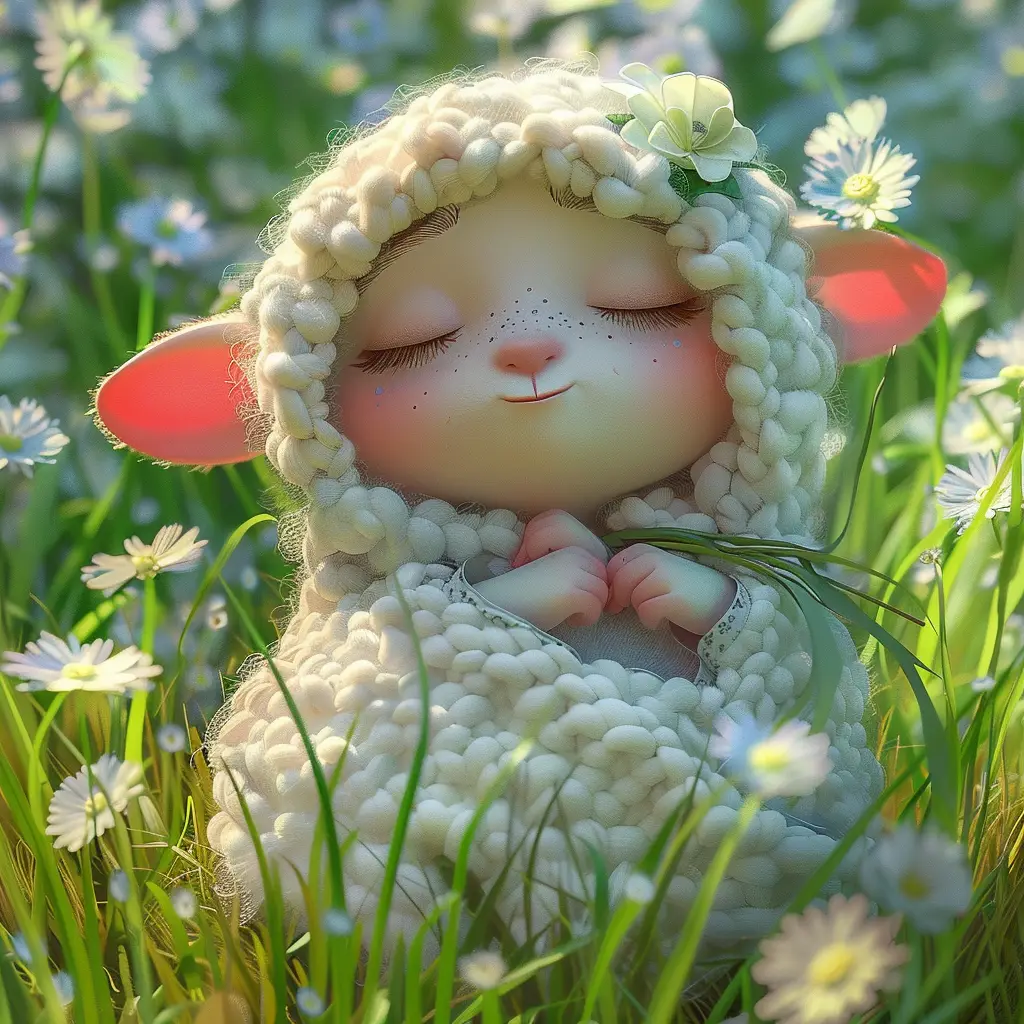 sheep baby cute sleep cartoon 3D animation