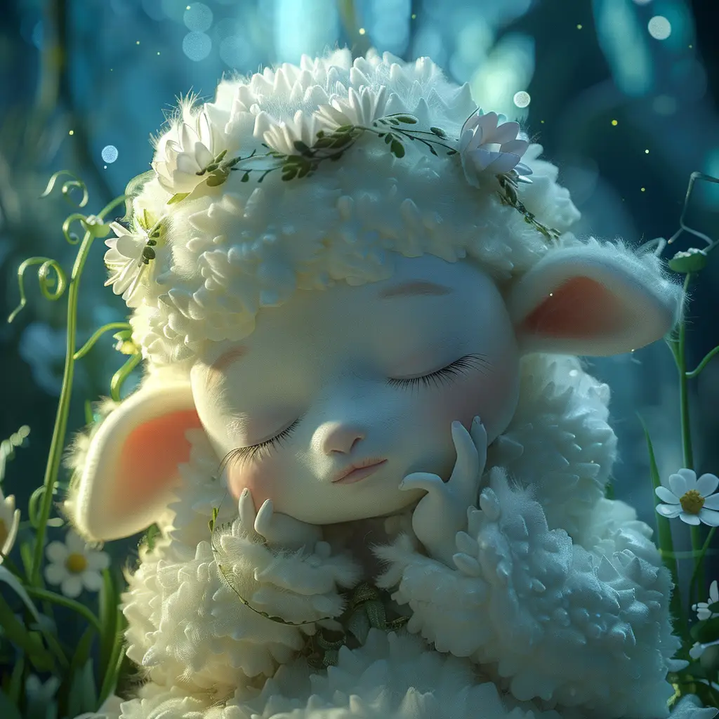 sheep baby sleep cute cartoon 3D animation