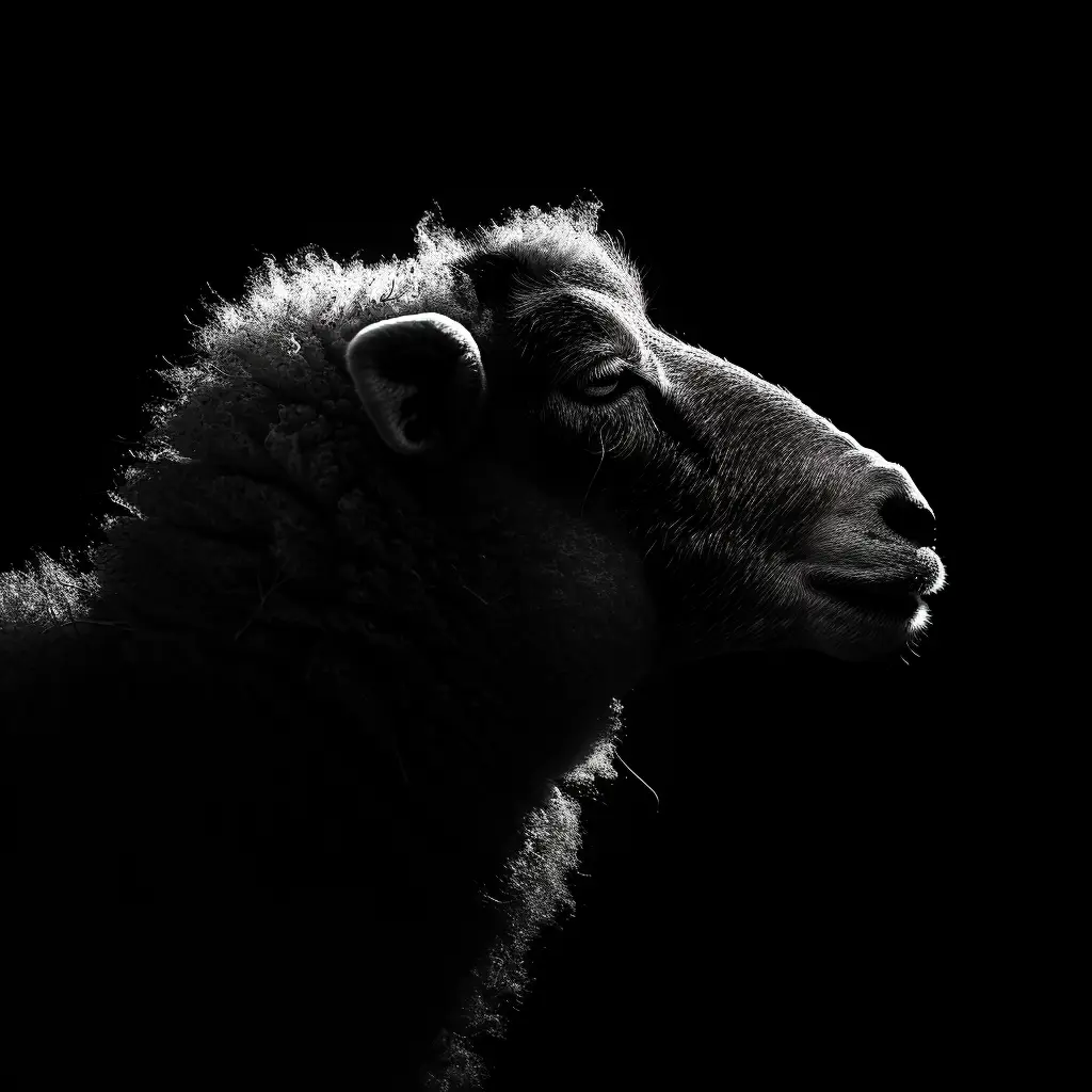 sheep black white light face head mysterious silhouette photography