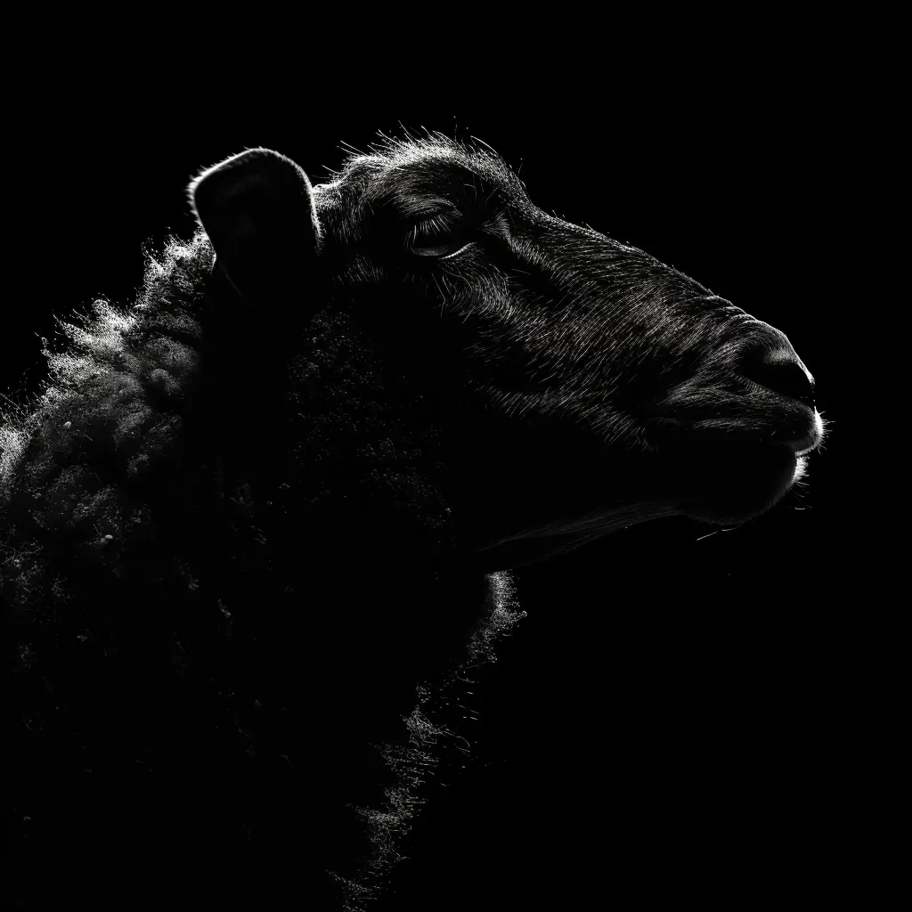 sheep black white light head face mysterious silhouette photography