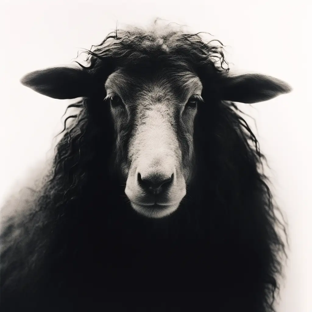 sheep black white photography face head silhouette front