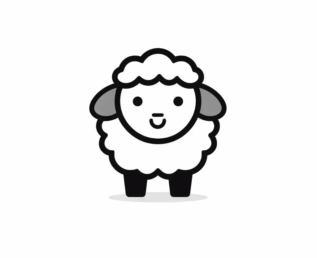 sheep cute thick line cartoon vector logo