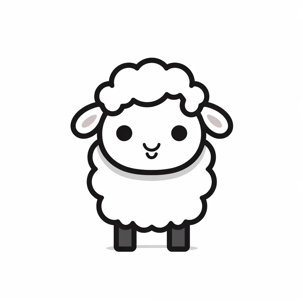 sheep cute thick line vector logo cartoon