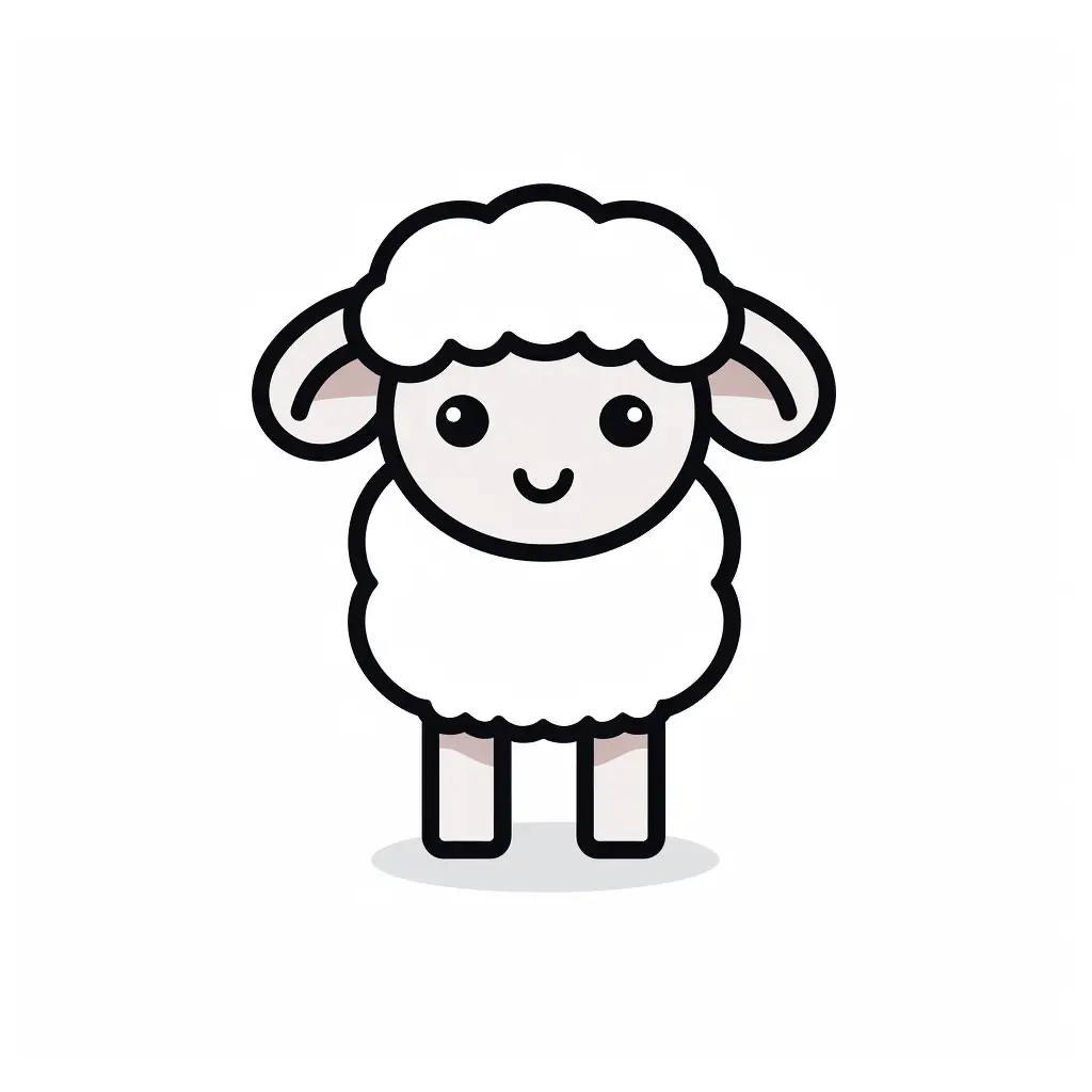 sheep thick line cartoon vector logo