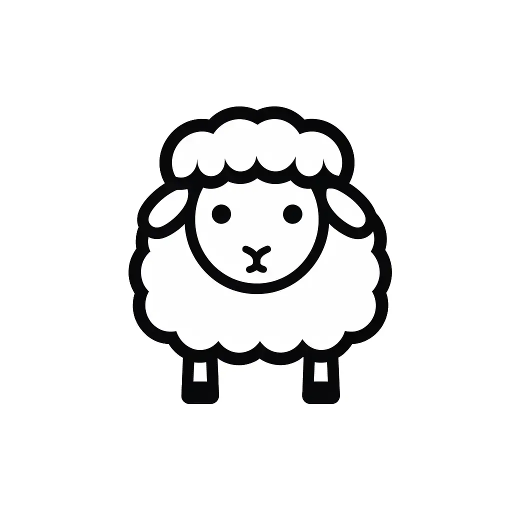 sheep thick line vector logo cartoon