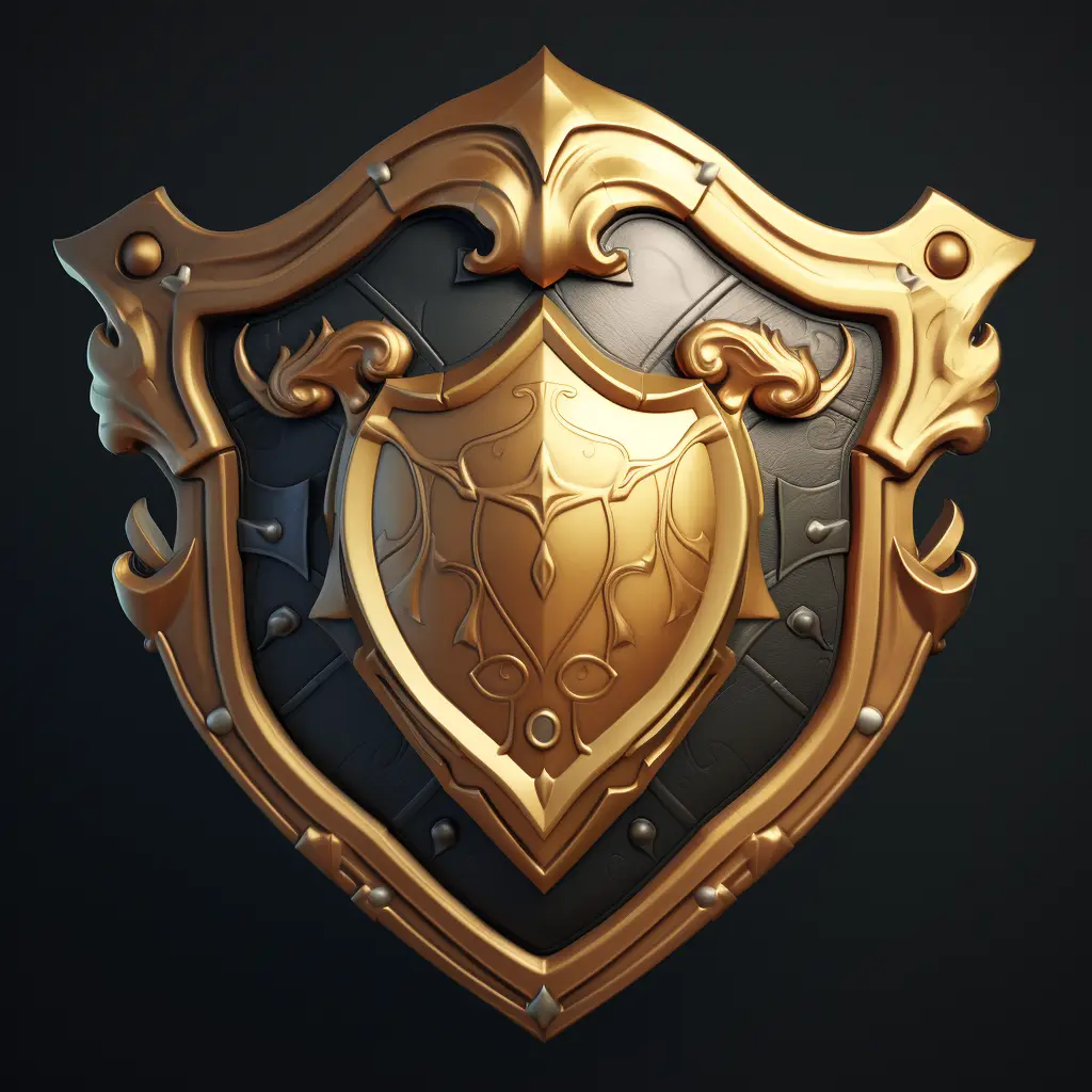 shield 3D material art golden gold game UI icon