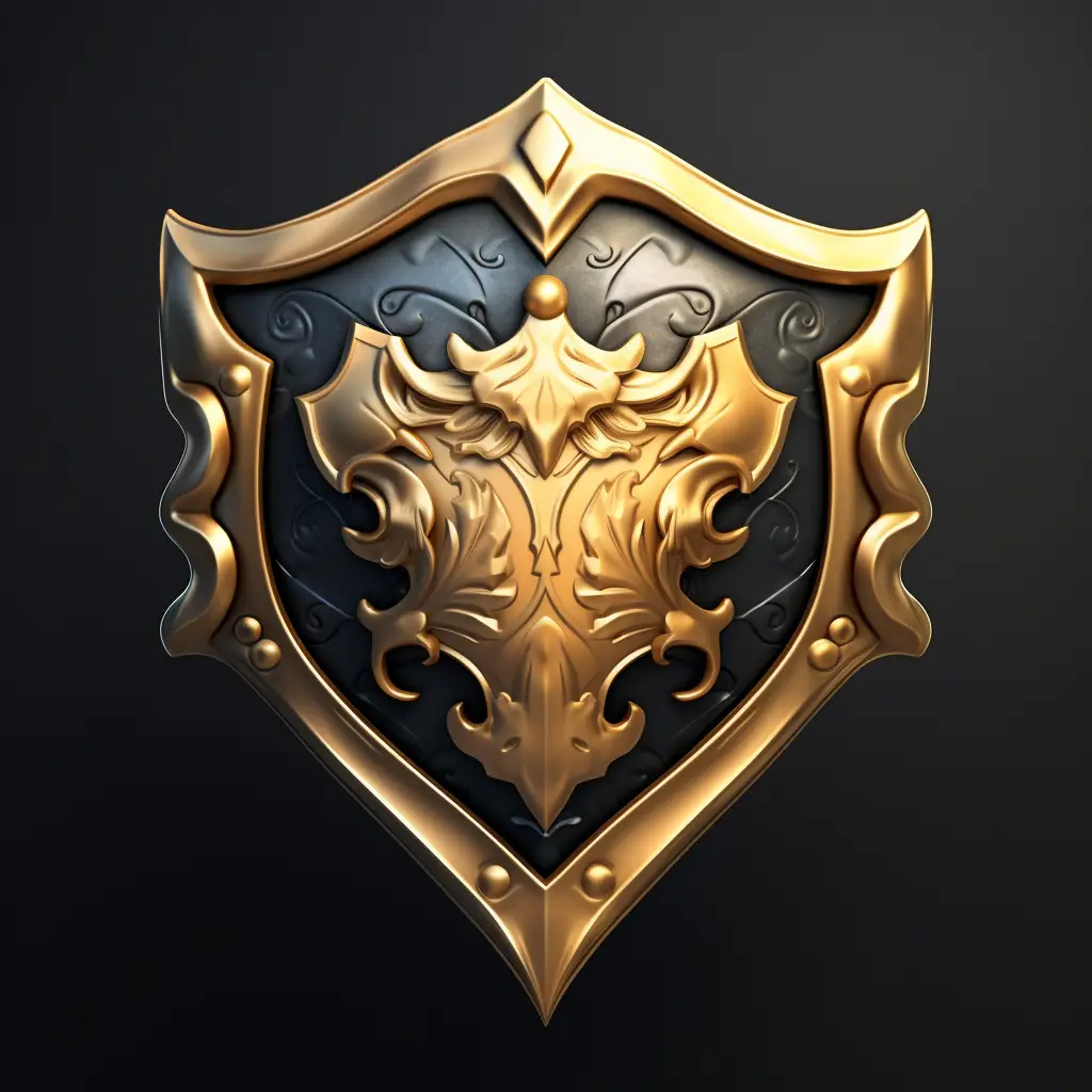 shield 3D material golden art gold game UI icon