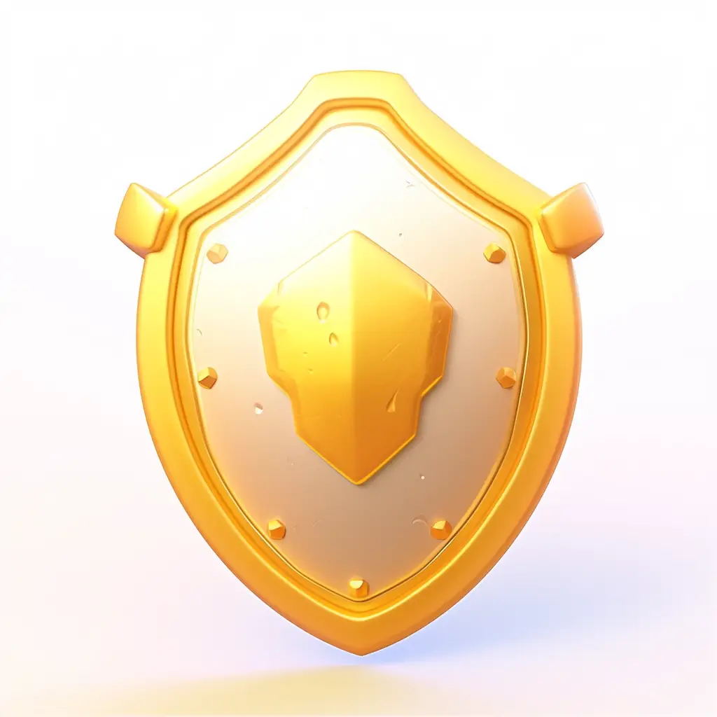shield icon 3D game UI gold golden