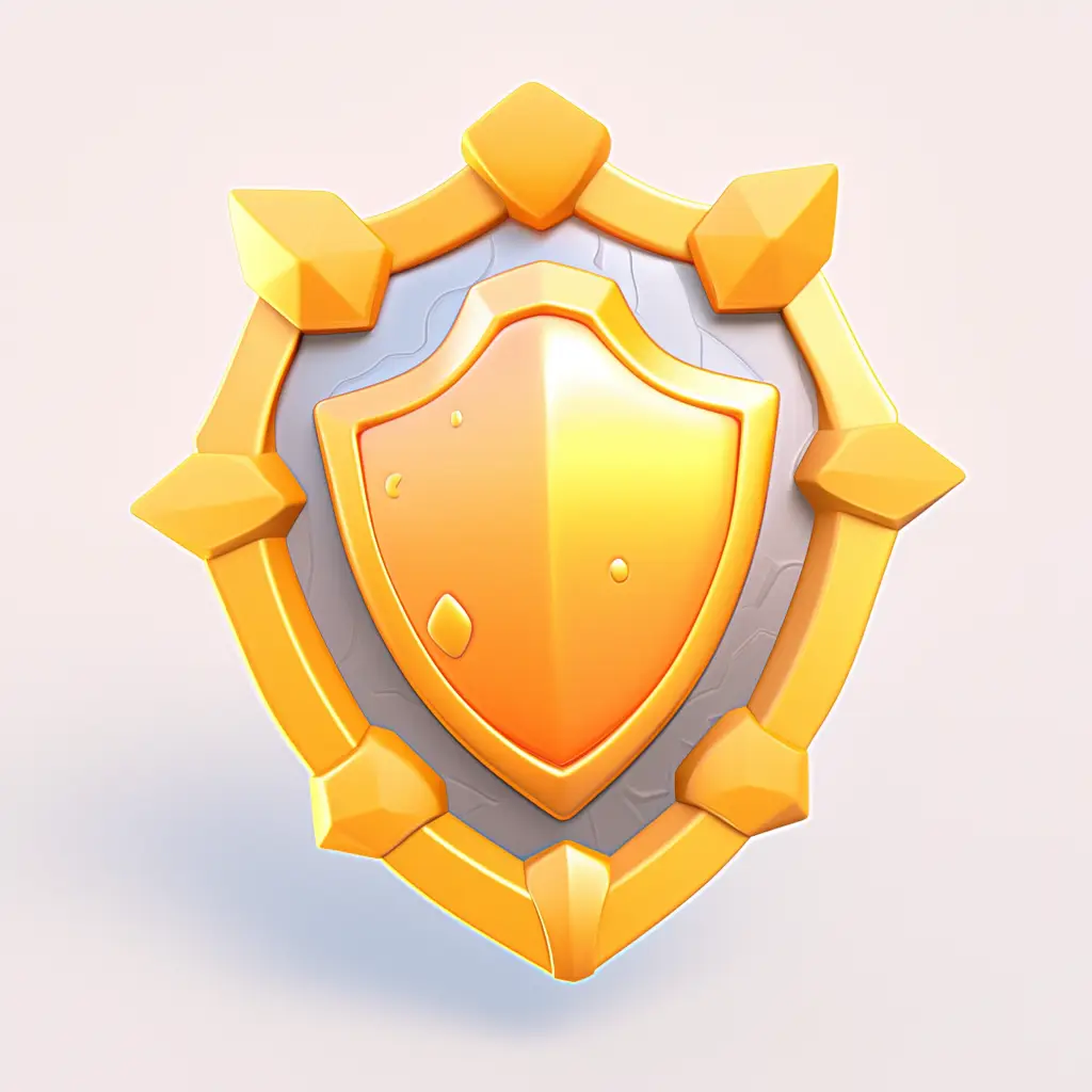 shield icon 3D game UI golden gold