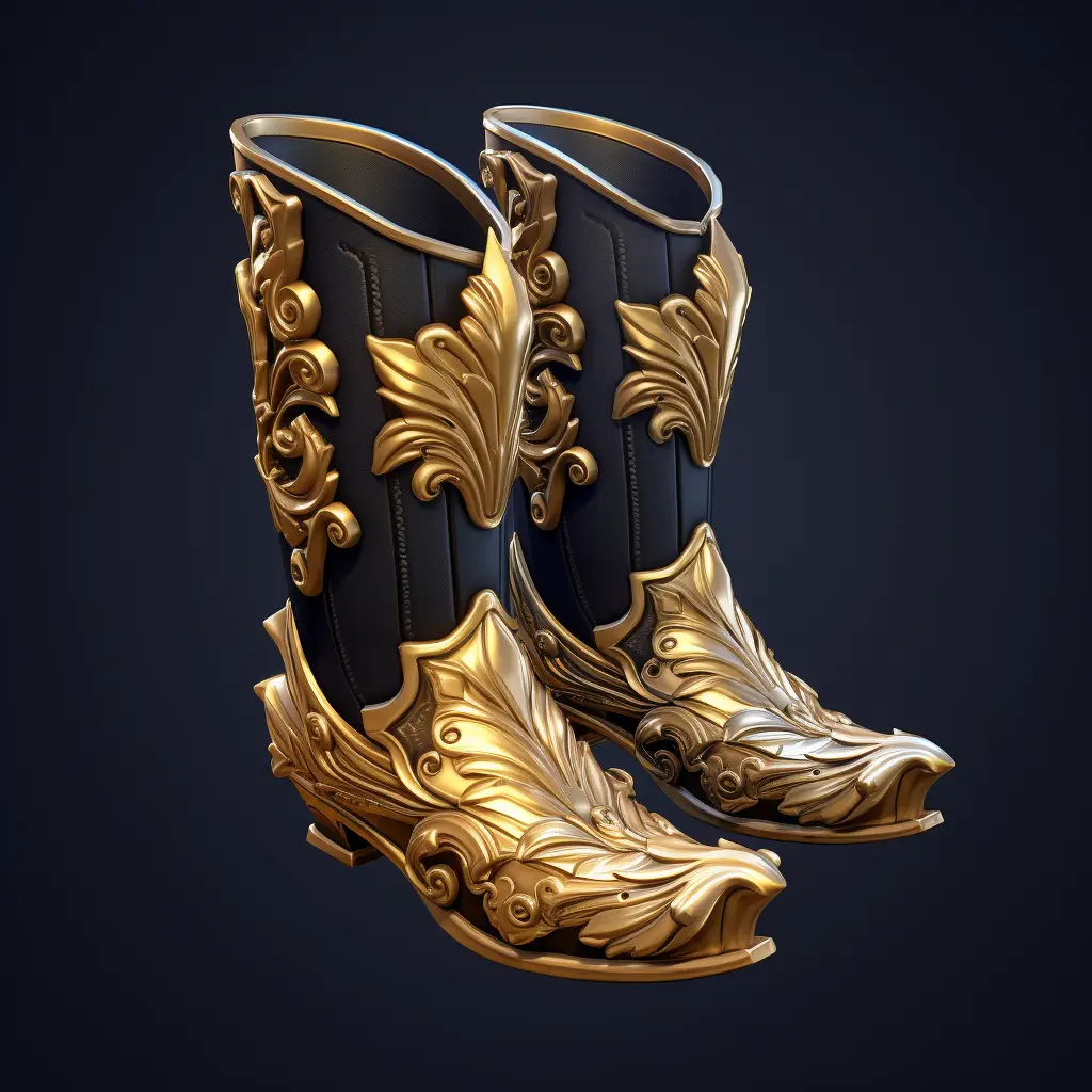 shoe boots 3D material gold golden art UI game icon