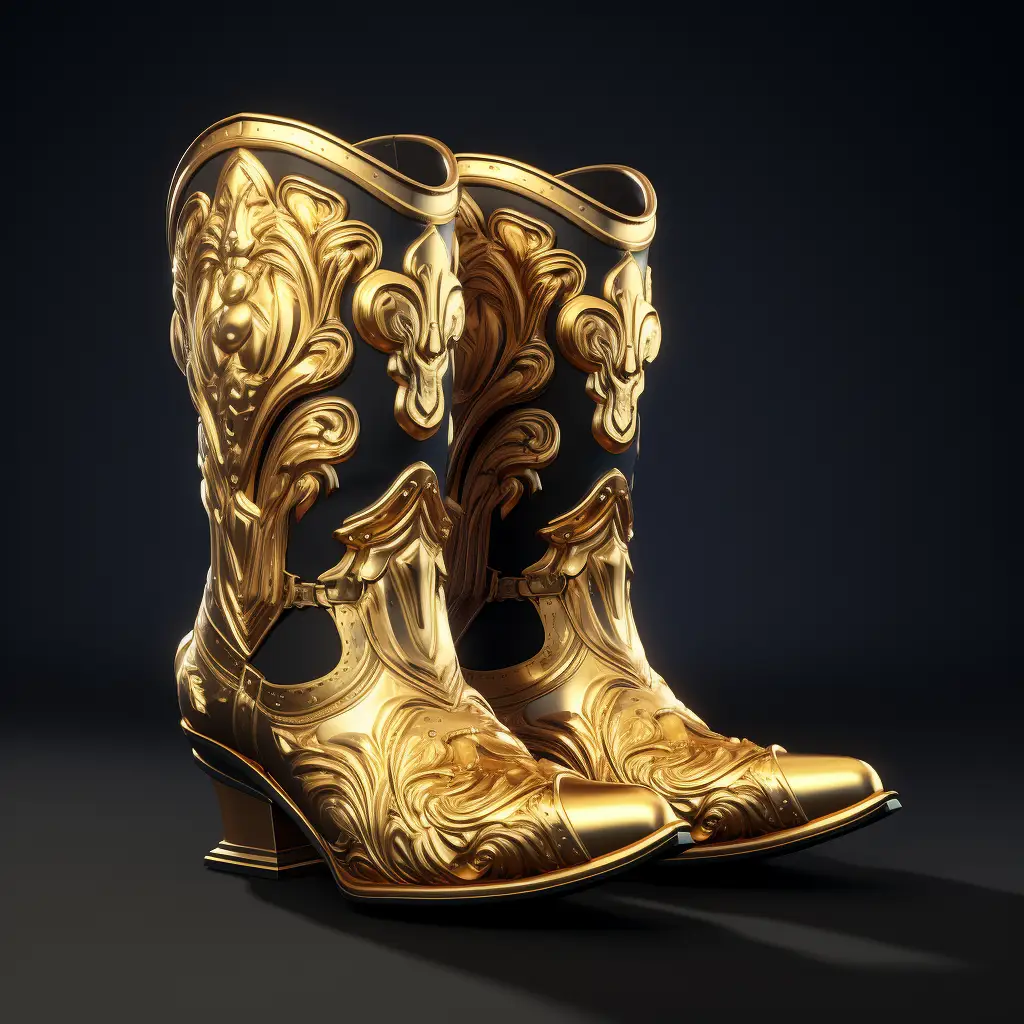 shoe boots 3D material gold golden art game UI icon