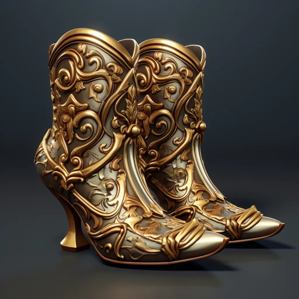 shoe boots 3D material golden art gold game UI icon