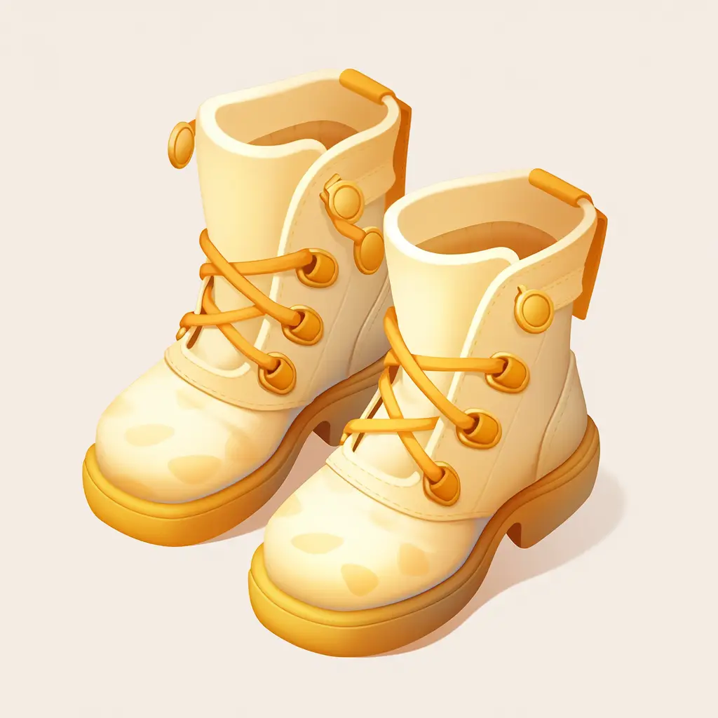 shoes boots icon 3D game UI gold golden