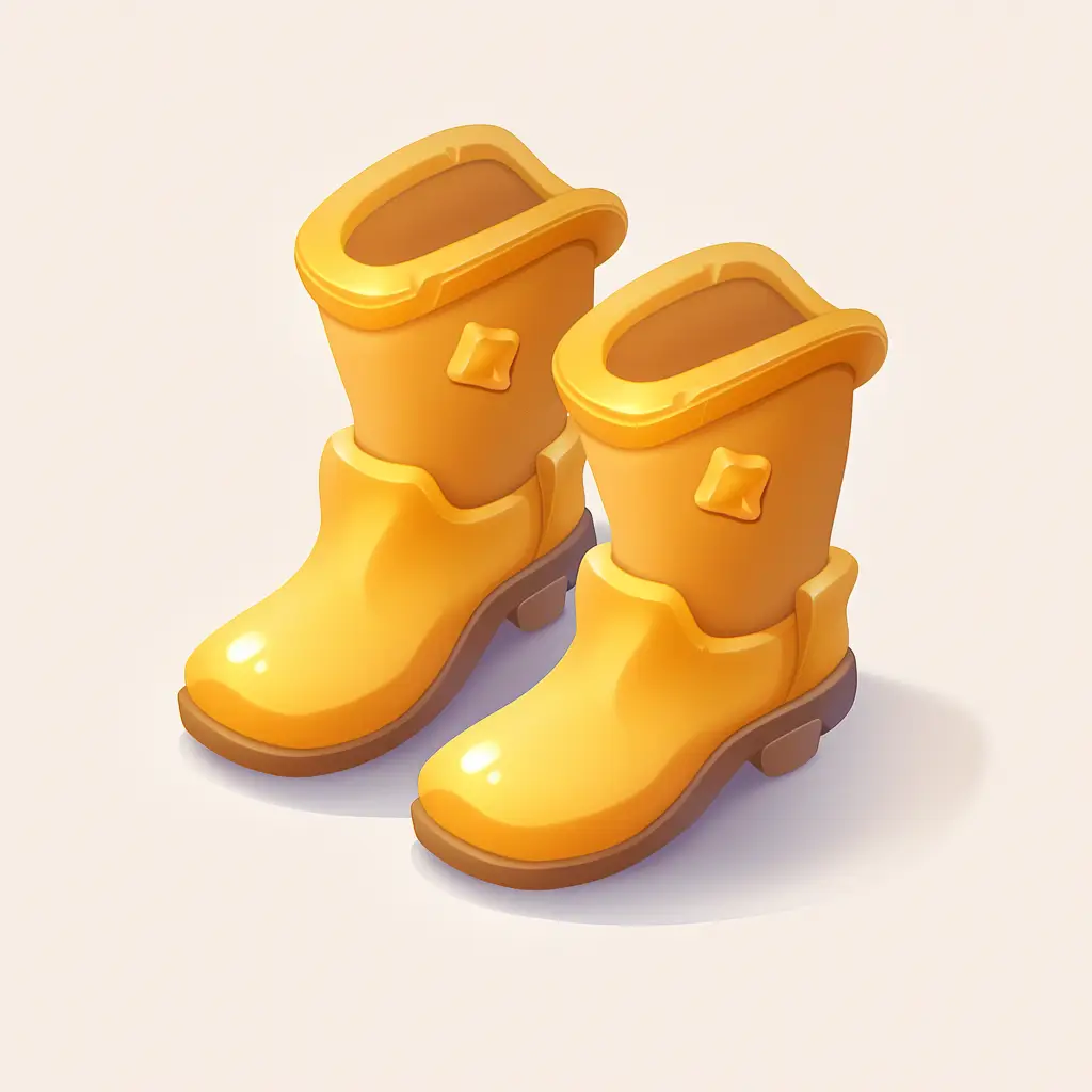 shoes boots icon 3D game UI golden gold