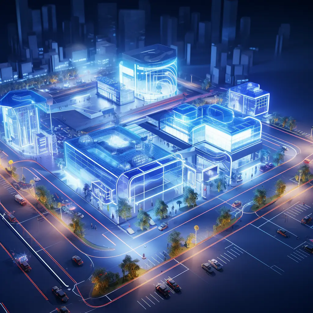shopping mall blue light scene 3D model