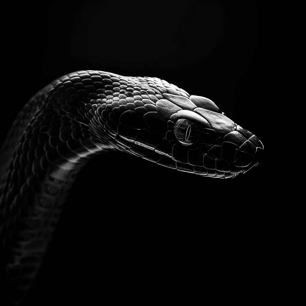 snake black white light face head silhouette mysterious photography