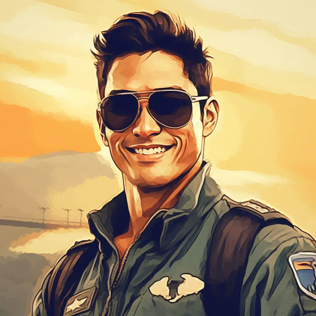 sunglasses United States Air Force pilot airport cartoon illustration face portrait