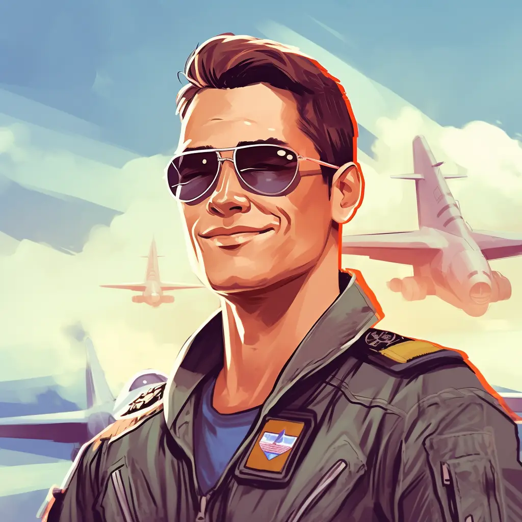 sunglasses United States Air Force pilot airport illustration cartoon face portrait