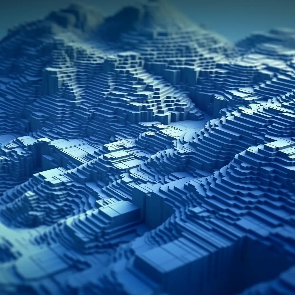 terraced field mountain blue scene 3D model