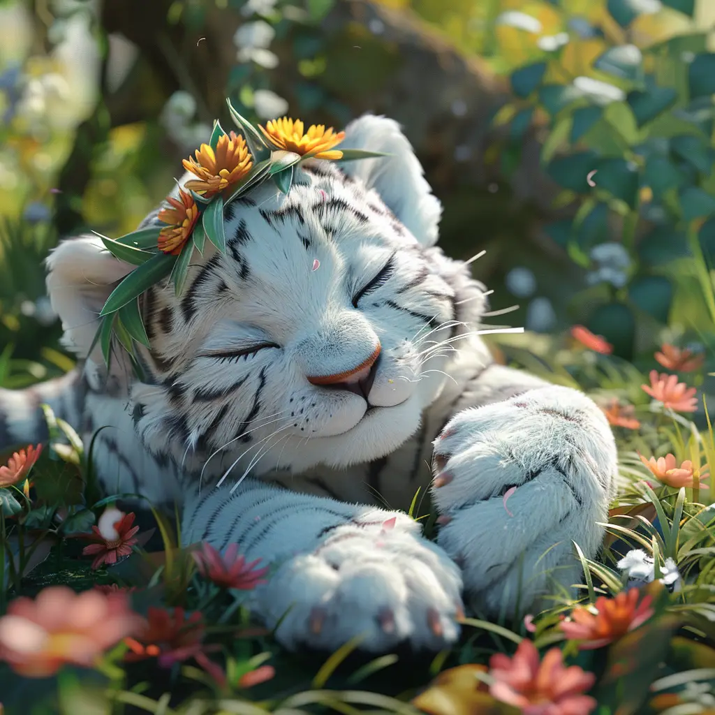 tiger baby sleep cute cartoon 3D animation