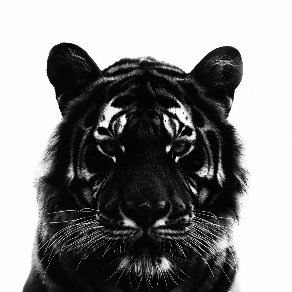 tiger light black white face head photography silhouette