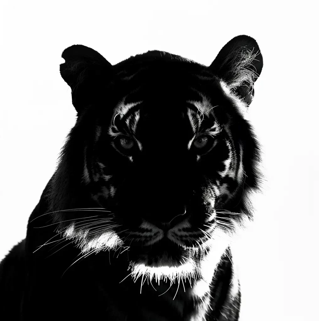 tiger light black white face head silhouette photography