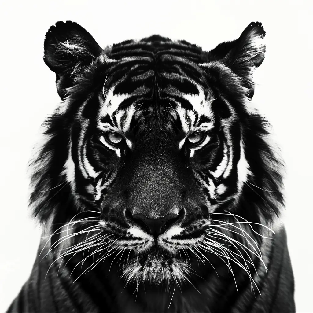tiger light black white head face photography silhouette