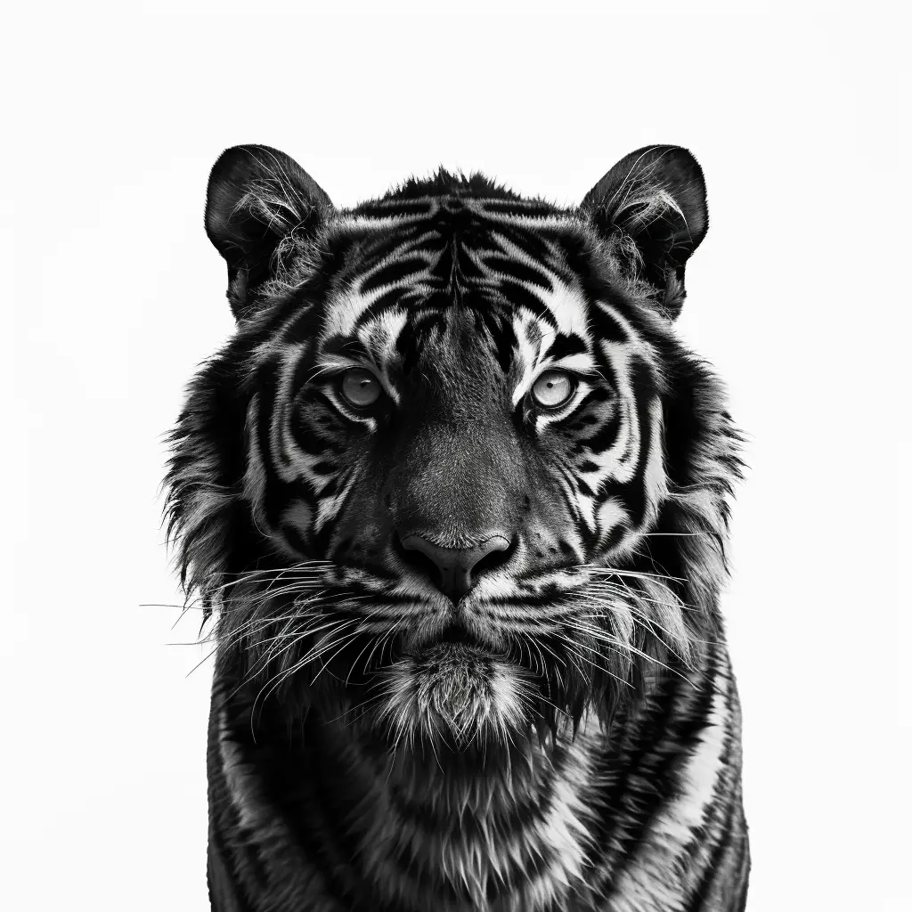 gropicture tiger light black white head face silhouette photography