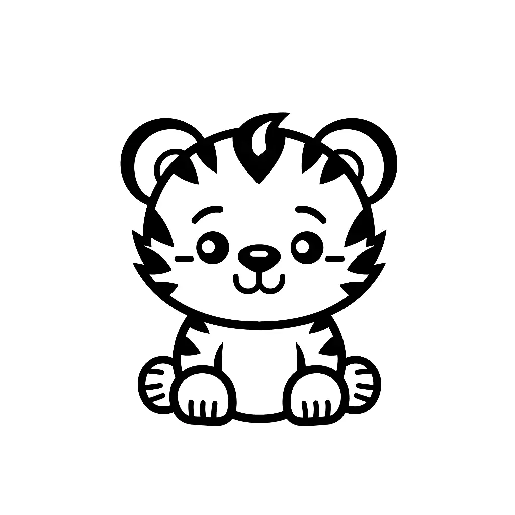 tiger thick line vector icon logo cartoon